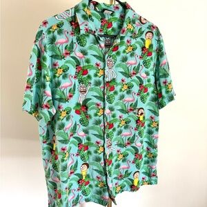 Rick & Morty Hawaiin Shirt Large, Adult Swim Short sleeve button down